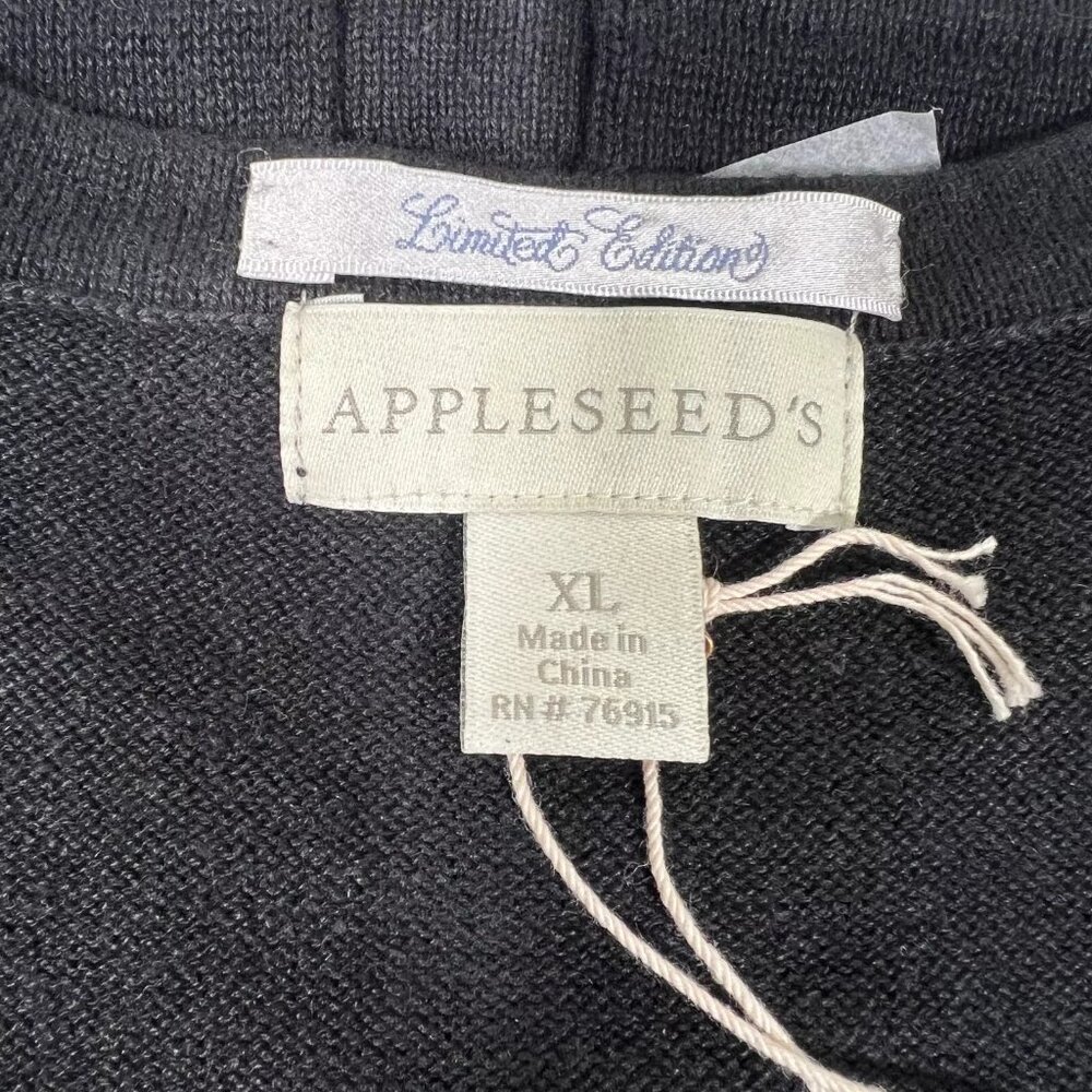 Limited Edition Appleseed's Womens Black Christmas Angels Cardigan Sweater Sz XL - Picture 9 of 16